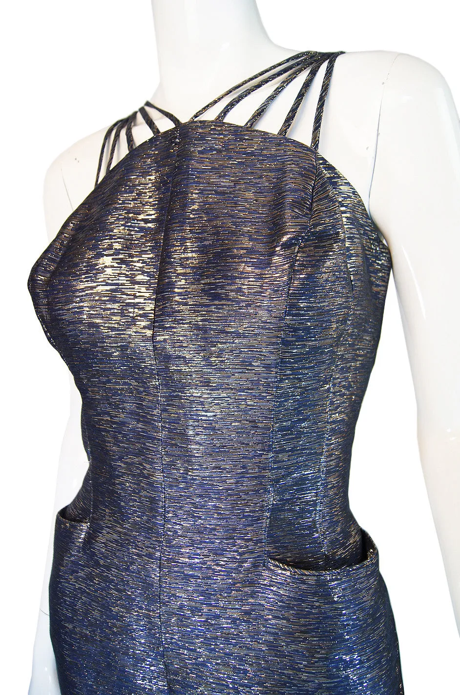 1950s Metallic Blue Wiggle Dress & Jacket