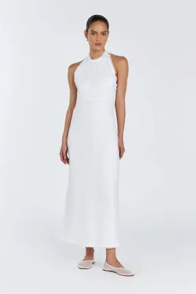 ADINA WHITE LINEN HALTER MAXI DRESS