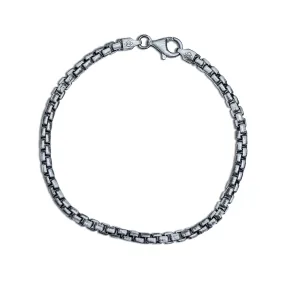 Antique & Brushed Finish Round Box Bracelet (Silver)