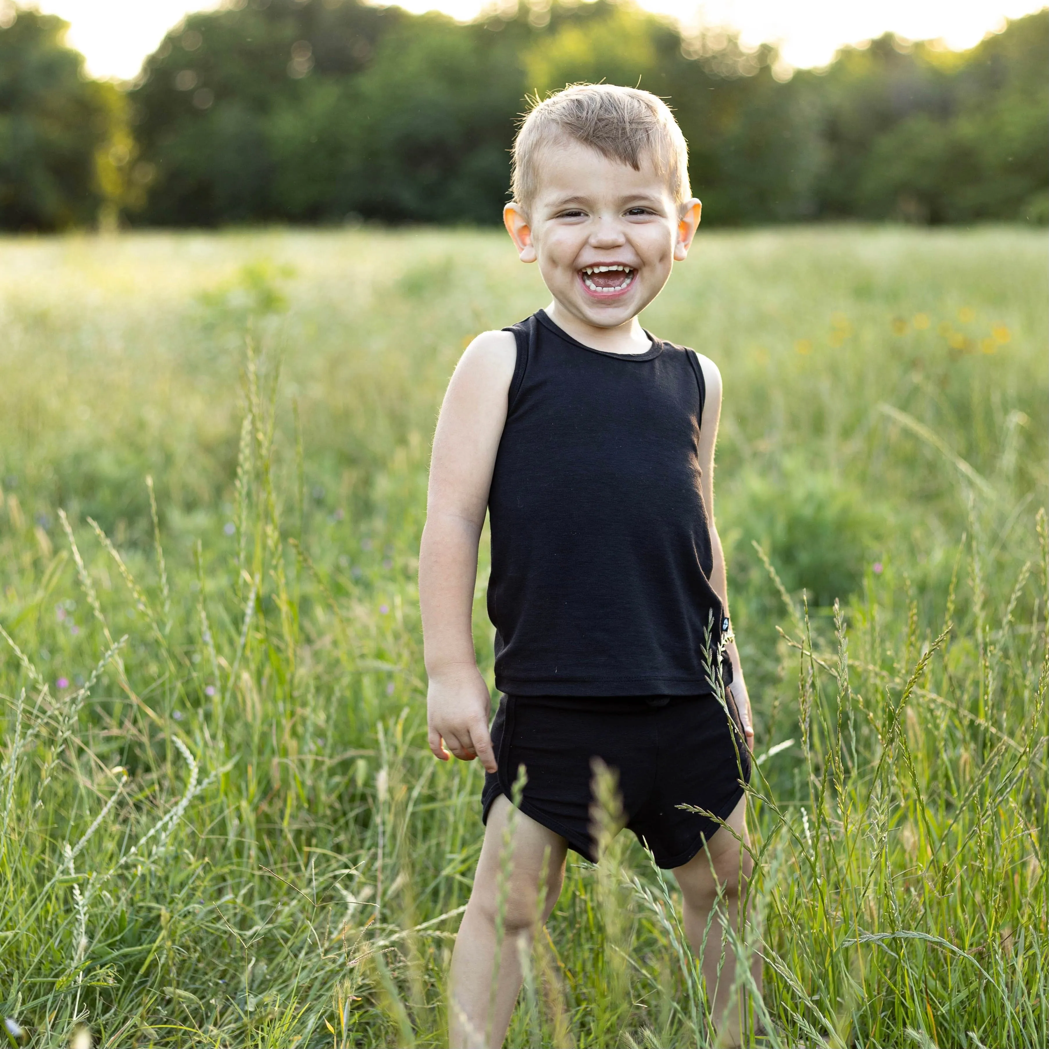 Bamboo Jersey Tank Jogger Set in Midnight