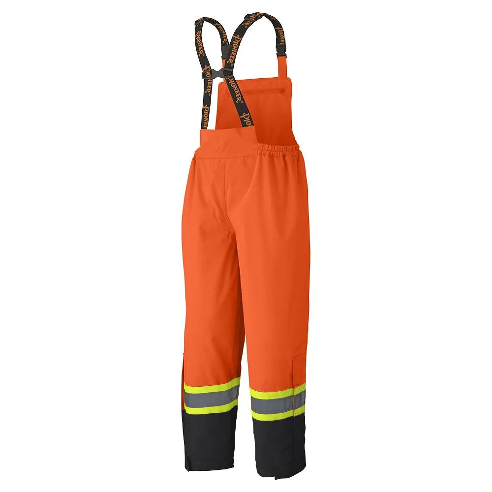 Bib Pants - Pioneer Hi-Viz Orange 300D Trilobal Ripstop Waterproof Safety Bib Pants, 5404