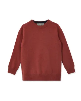 Boys Round Neck Cashmere Sweater Brick Red