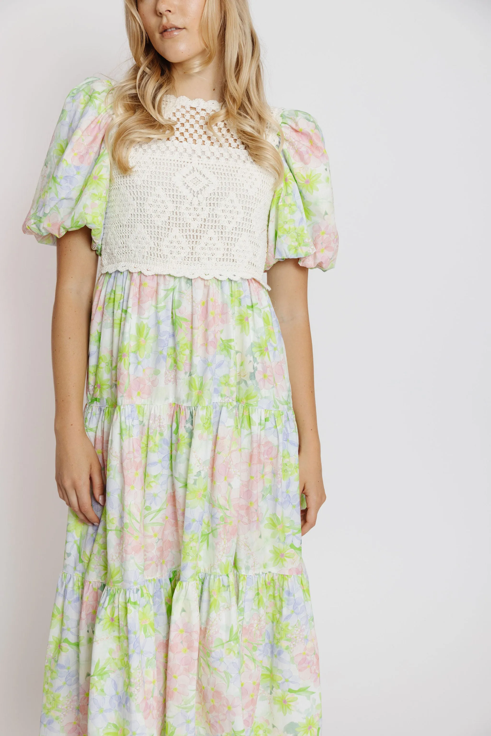 Calista Dress in Lime Multi Floral