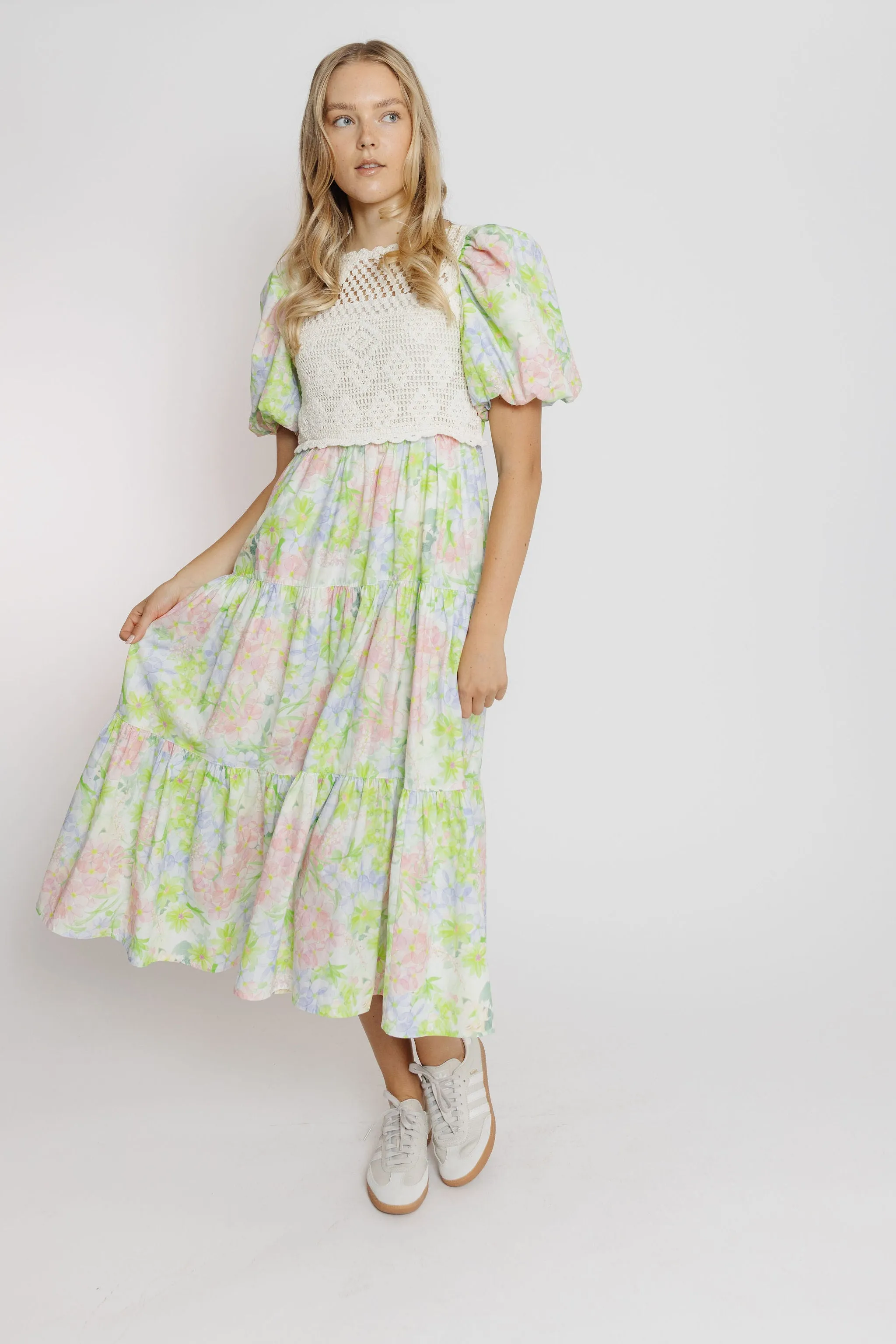 Calista Dress in Lime Multi Floral