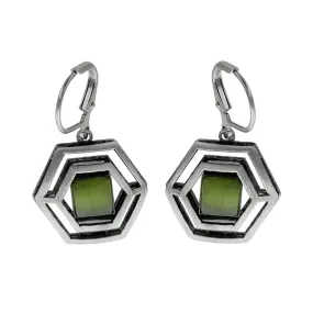 Christophe Poly Double Hexagon Green Earrings