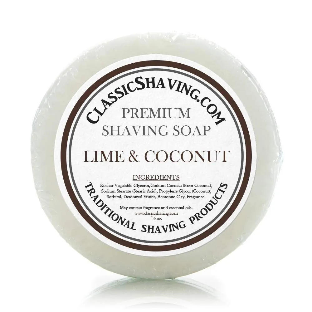 Classic Shaving Mug Soap - 3"  Lime & Coconut