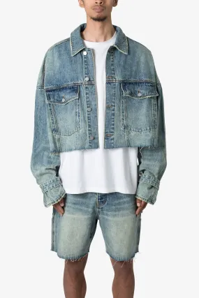 Frayed Denim Jacket - Blue