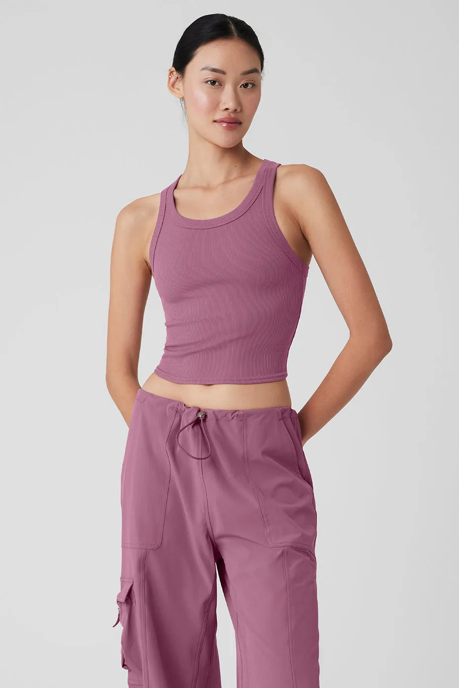 Goddess Ribbed Go-To Tank - Soft Mulberry