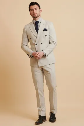 GRANT - Stone Pinstripe Double Breasted Suit