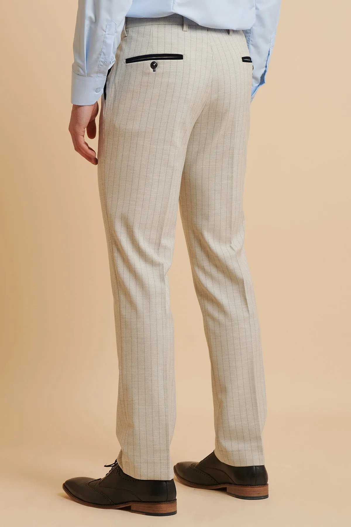 GRANT - Stone Pinstripe Double Breasted Suit