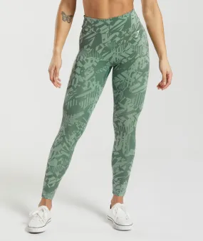 GS Power Regular Leggings - Willow Green/Desert Sage Green