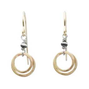 J & I Petite Hammered  Double Hoops Earrings