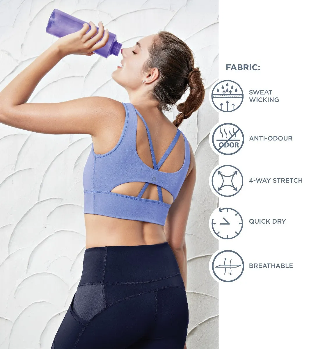 Longline Sports Bra – Solid | Scoop Neck Line High Impact Dry Fit Sports Bra