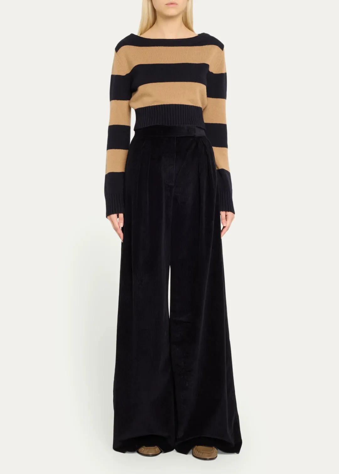 MAX MARA ANGRI STRIPED WOOL CASHMERE SWEATER