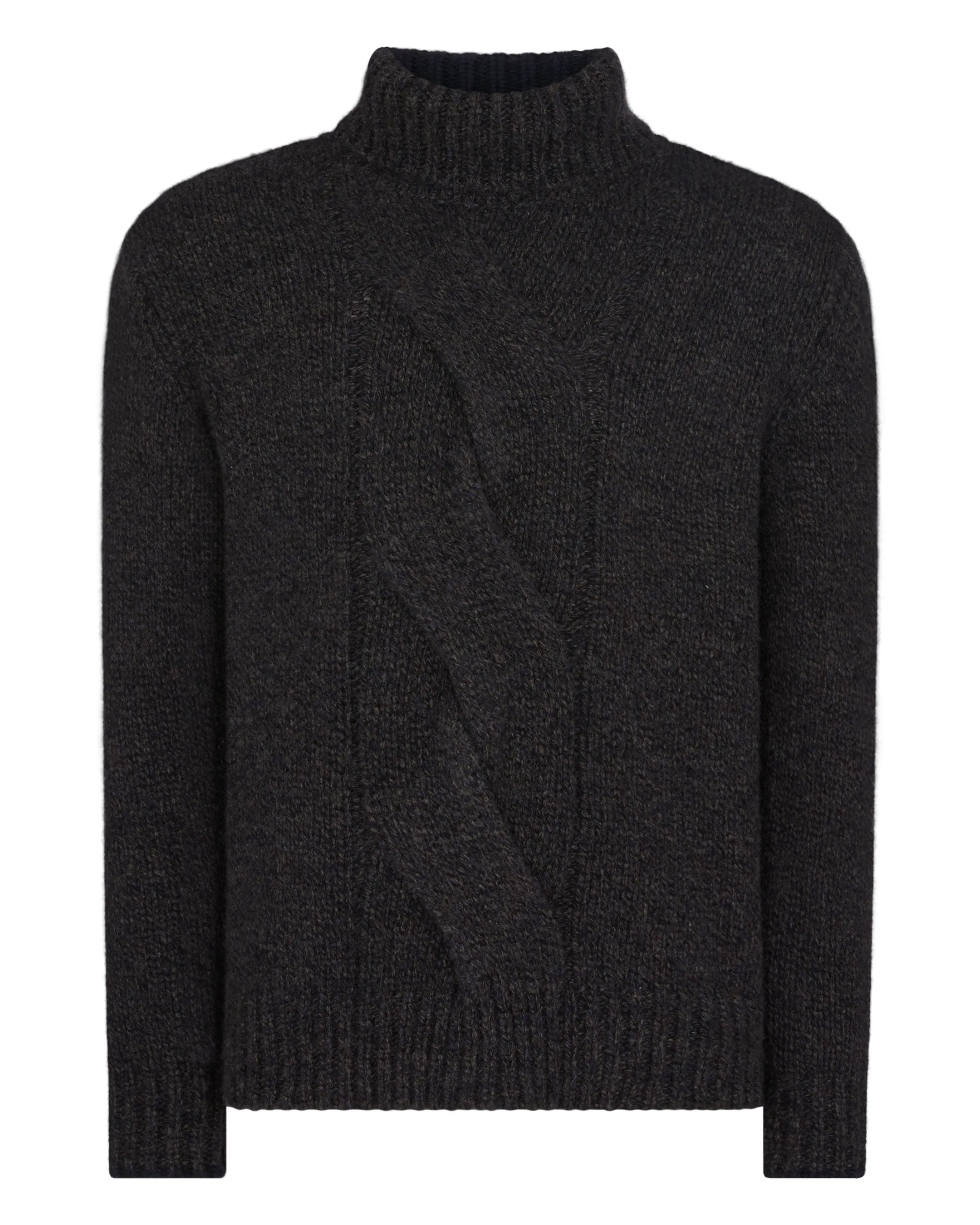 Men's Wandsworth Cable Turtle Cashmere Sweater Granite Blue