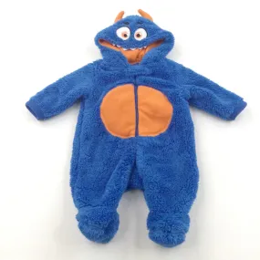 Monster Blue Fur Babygrow Costume with covered Feet 13409