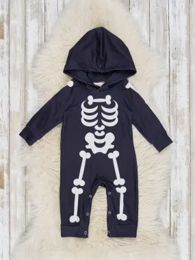 Mr. Bones Black Skeleton Hoodie Romper