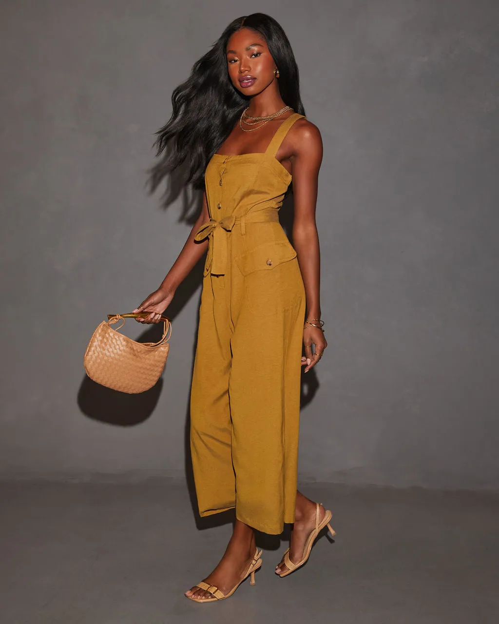 Myrtle Tie Waist Linen Jumpsuit