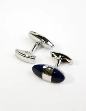 Navy White Ellipse Cufflink