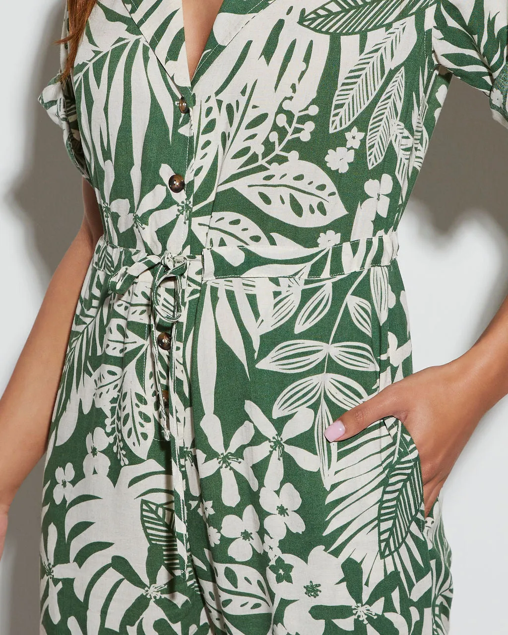 Palm Breeze Tropical Print Jumpsuit