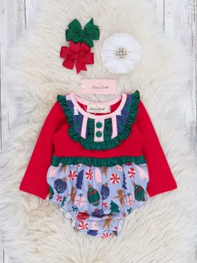 Red & Light Blue Holiday Joy Ruffle Bubble