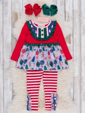 Red & Light Blue Holiday Joy Ruffle Outfit - Restocked!