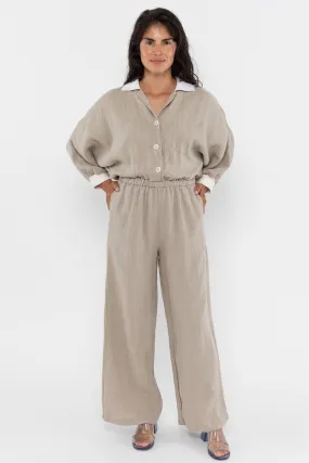 RLIN512GD - Linen Jumpsuit with Cotton Rib