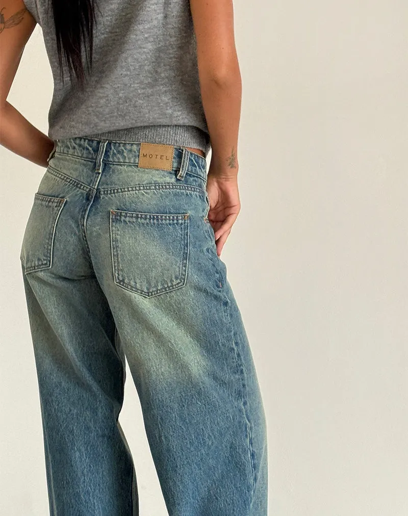 Roomy Extra Wide Low Rise Jeans in Sea Green