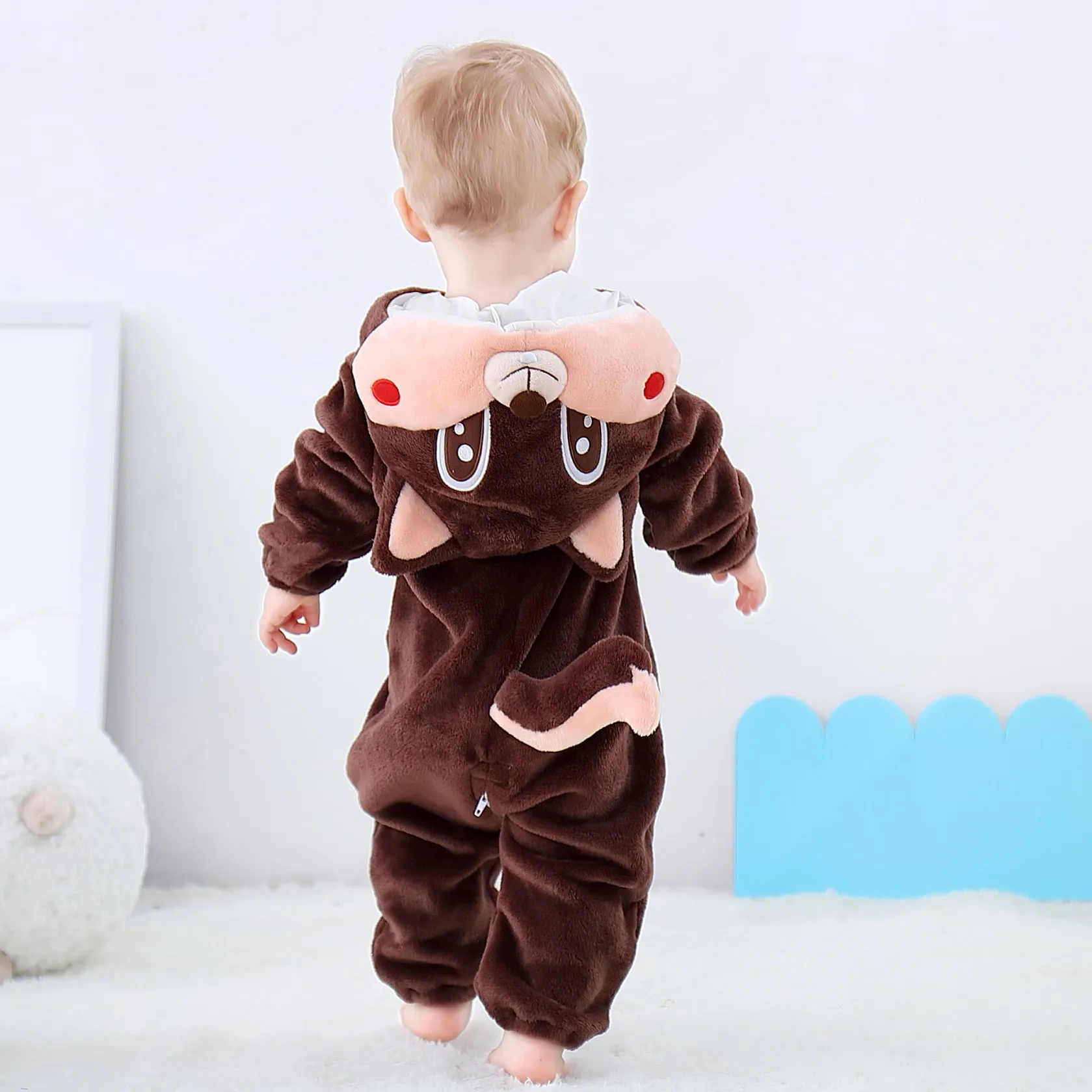 Squirrel Costume Mustard Quilted Romper Onesie Suit #12455