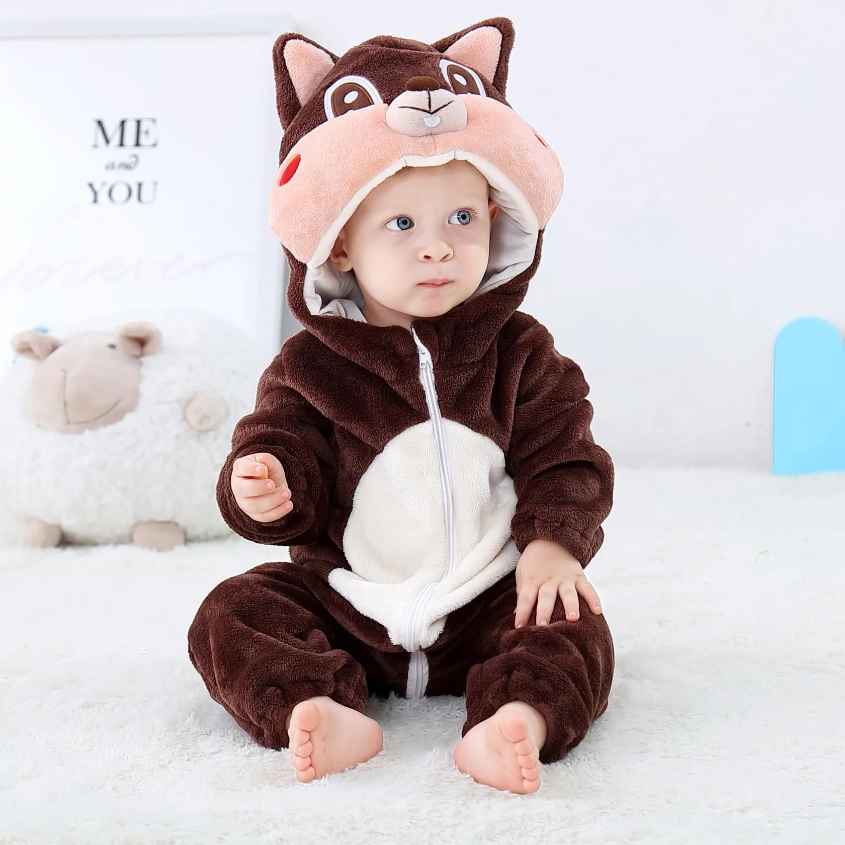 Squirrel Costume Mustard Quilted Romper Onesie Suit #12455