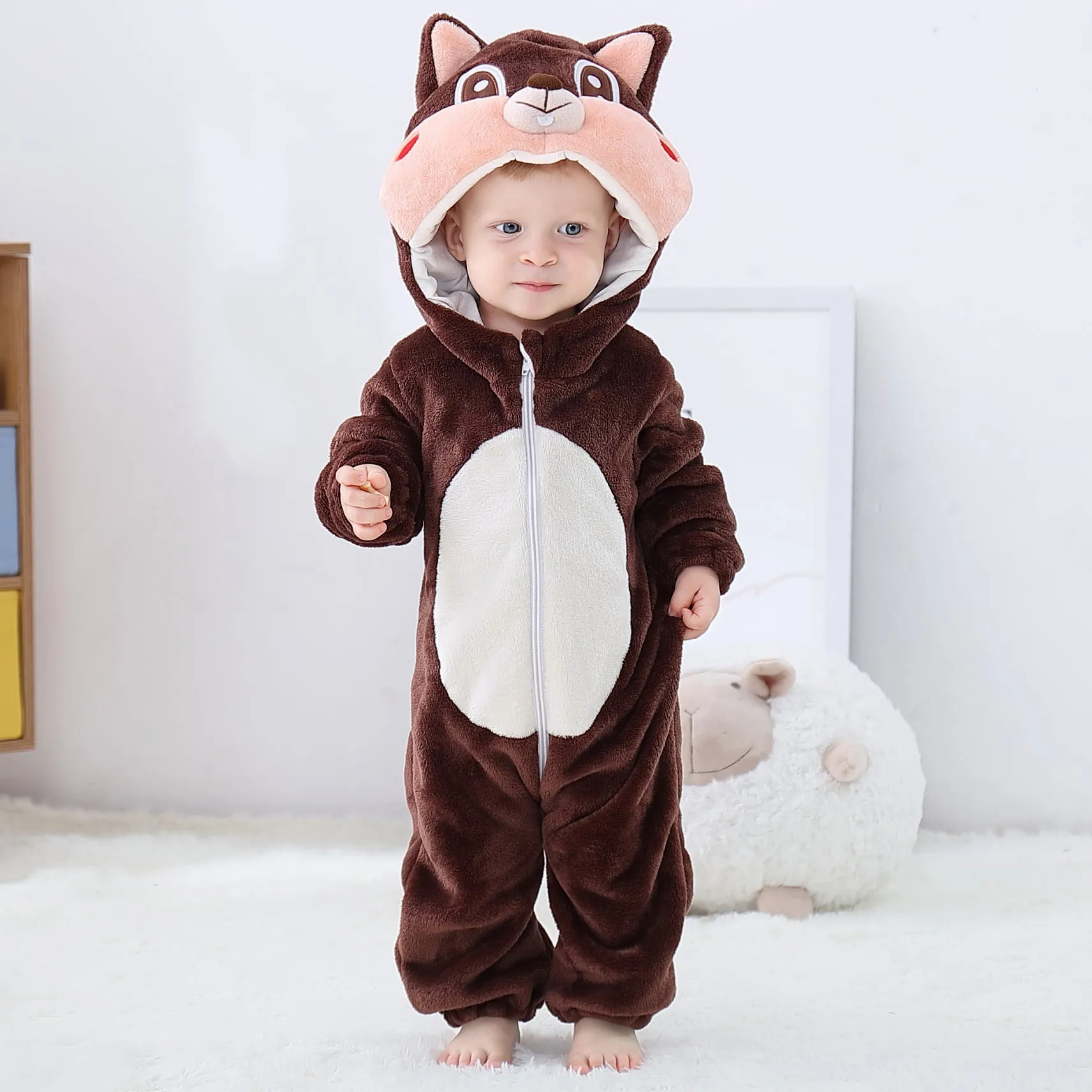 Squirrel Costume Mustard Quilted Romper Onesie Suit #12455