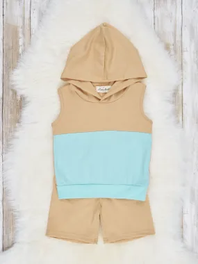 Tan & Blue Hoodie Outfit