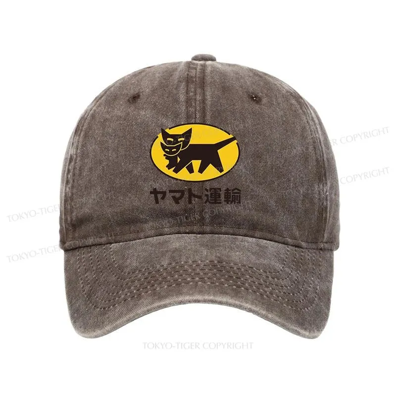 Tokyo-Tiger Black Cat Transport Pattern Japanese Washed Cap