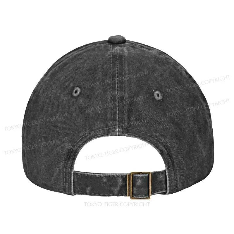 Tokyo-Tiger Black Cat Transport Pattern Japanese Washed Cap