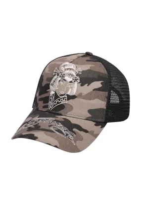 Unisex Geisha Twill Front Mesh Trucker - Camo