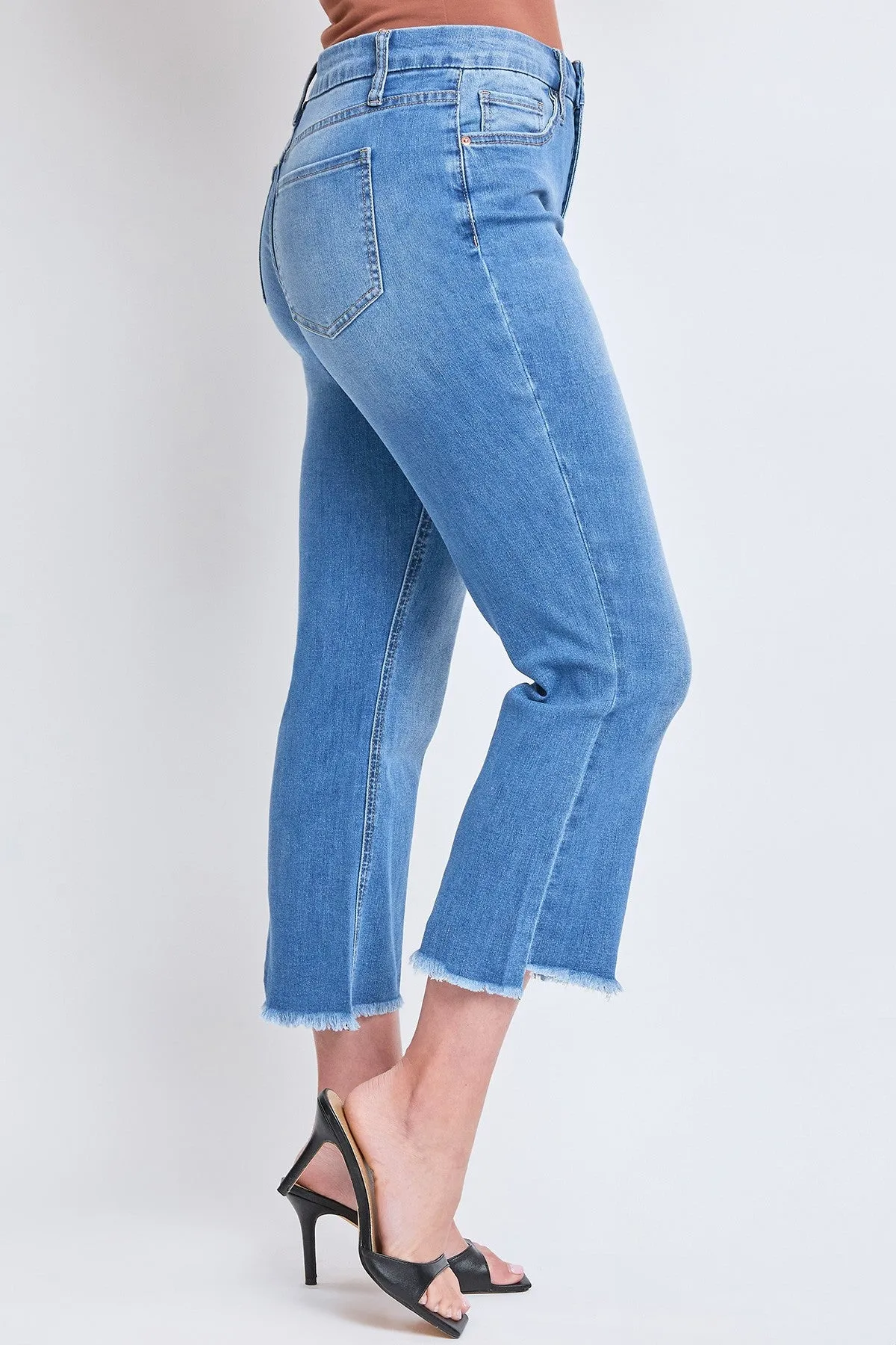 Women's Curvy Fit High Rise Hi-Lo Frayed Hem Jean