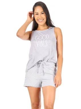 Women's "GOOD VIBES" Tank and Short Pajama Set